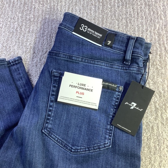 7 For All Mankind Slimmy Tapered Luxe Performance Plus Jeans 33 x 32 Modern Slim - Picture 1 of 16